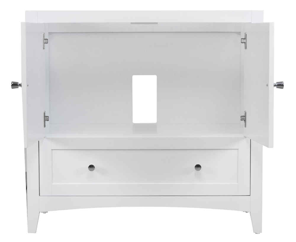 34.5-in. W 18-in. D Modern Plywood-Veneer Vanity Base Only In White