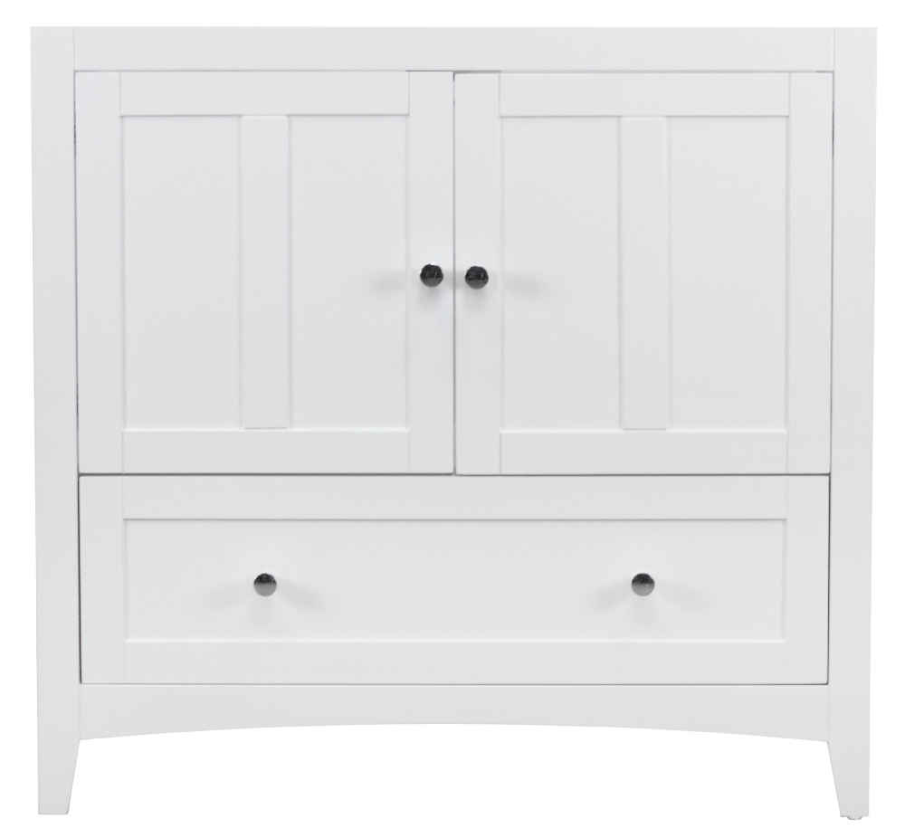 34.5-in. W 18-in. D Modern Plywood-Veneer Vanity Base Only In White