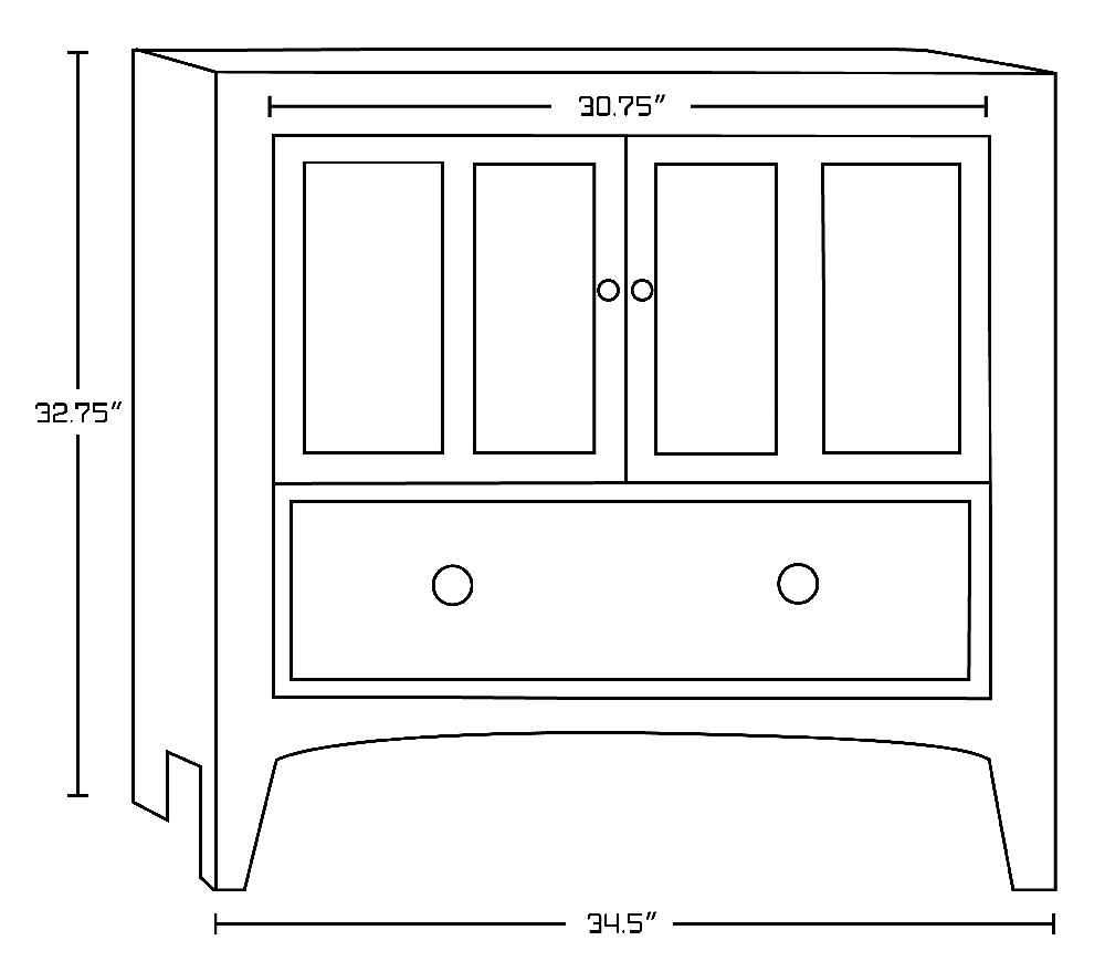 34.5-in. W 18-in. D Modern Plywood-Veneer Vanity Base Only In White