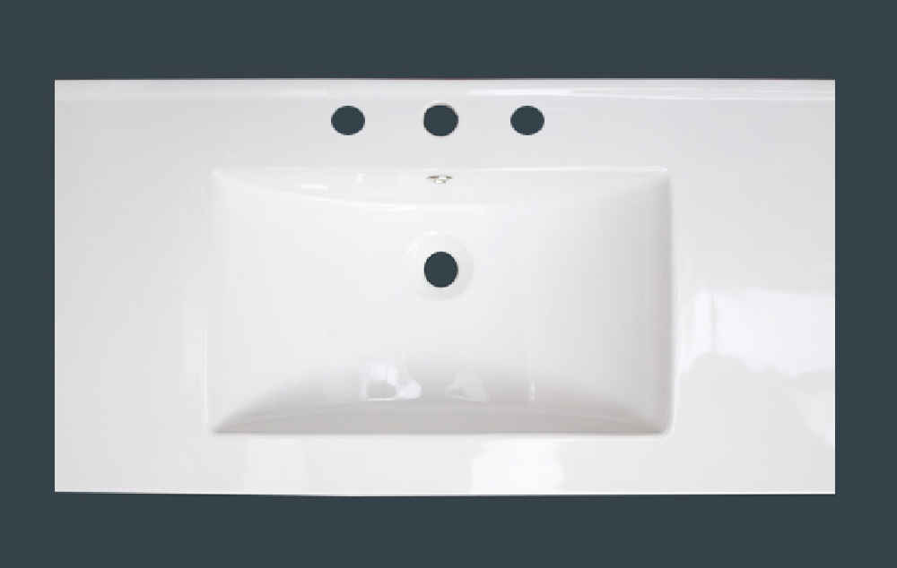 36.75-in. W 22.5-in. D Ceramic Top In White Color For 3H8-in. Faucet