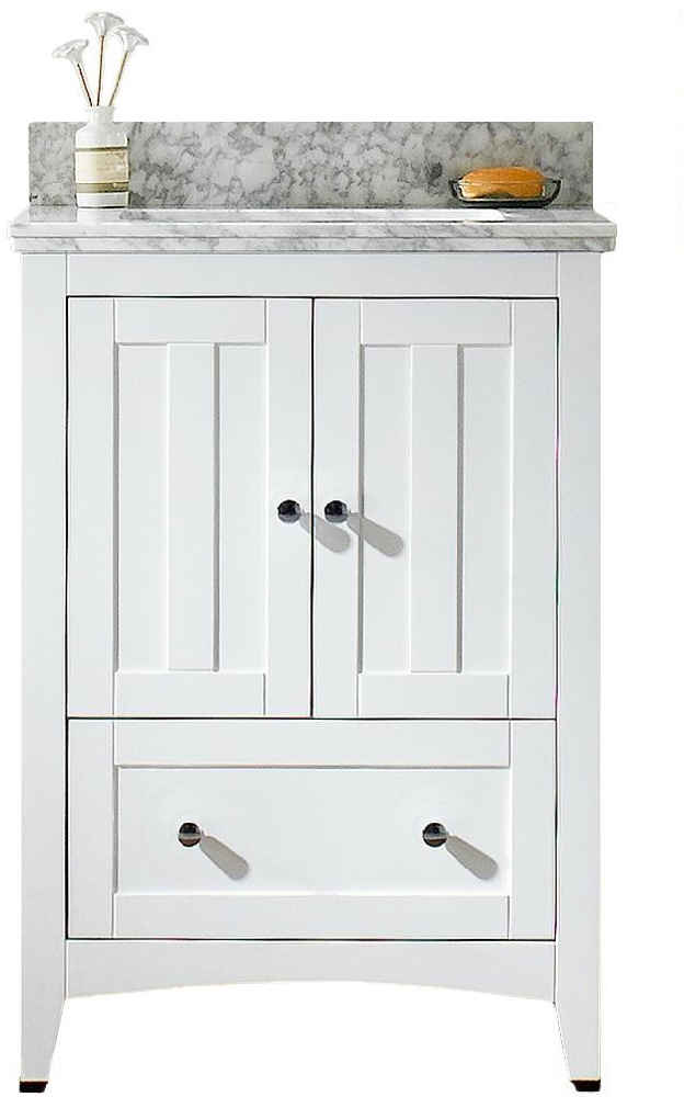 23.75-in. W Floor Mount White Vanity Set For 3H8-in. Drilling Bianca Carara Top White UM Sink