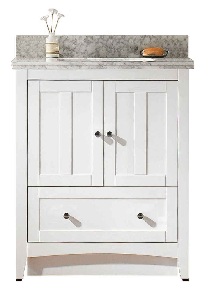 30.5-in. W Floor Mount White Vanity Set For 1 Hole Drilling Bianca Carara Top White UM Sink