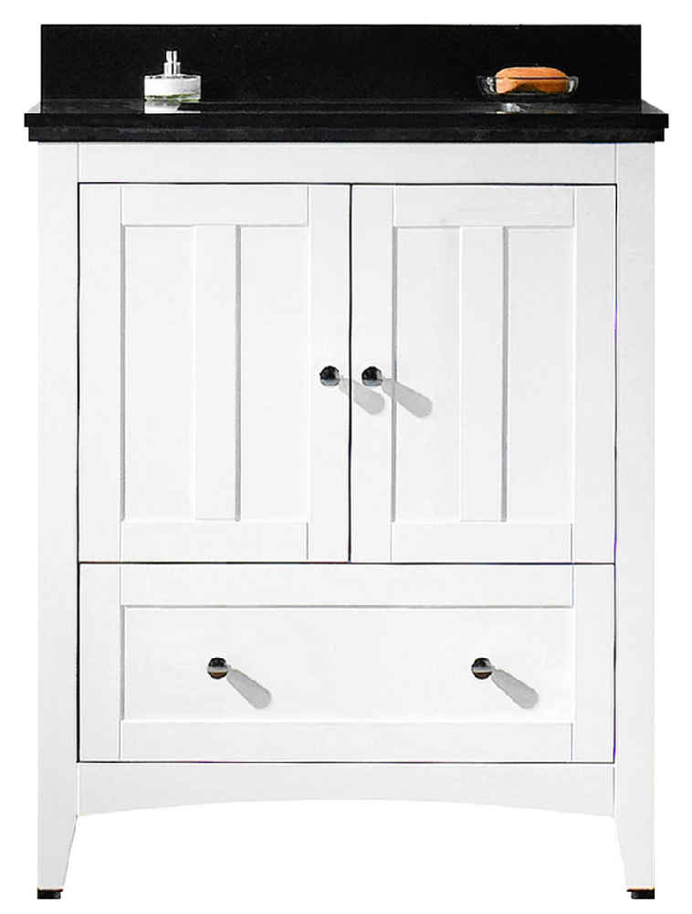 30.5-in. W Floor Mount White Vanity Set For 3H8-in. Drilling Black Galaxy Top White UM Sink