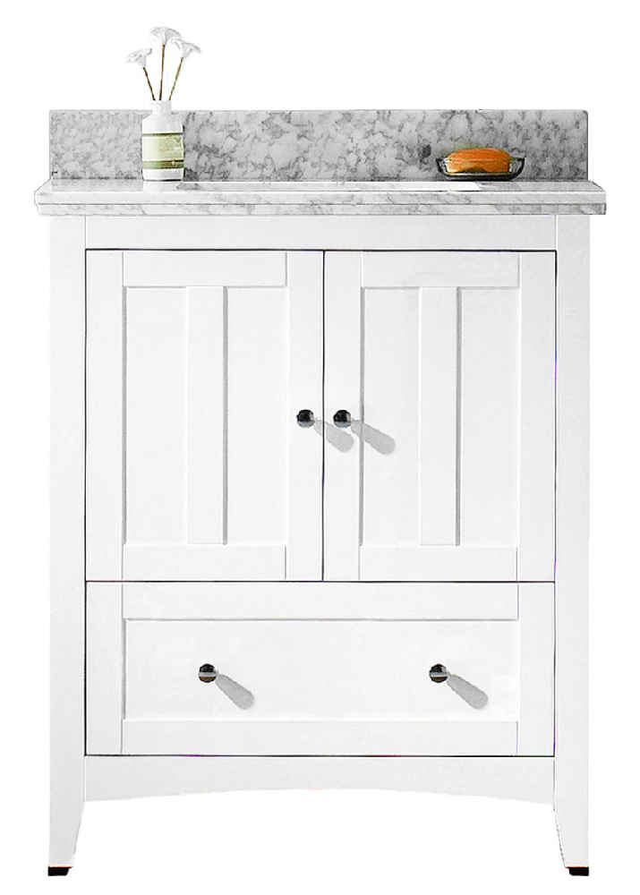 30.5-in. W Floor Mount White Vanity Set For 3H8-in. Drilling Bianca Carara Top White UM Sink