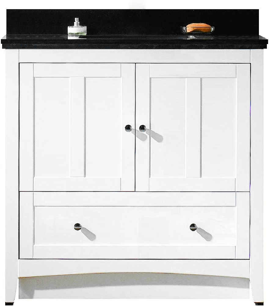 36-in. W Floor Mount White Vanity Set For 3H4-in. Drilling Black Galaxy Top White UM Sink
