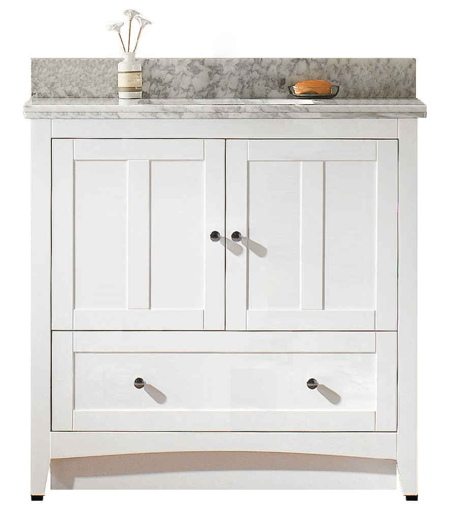 36-in. W Floor Mount White Vanity Set For 3H8-in. Drilling Bianca Carara Top White UM Sink