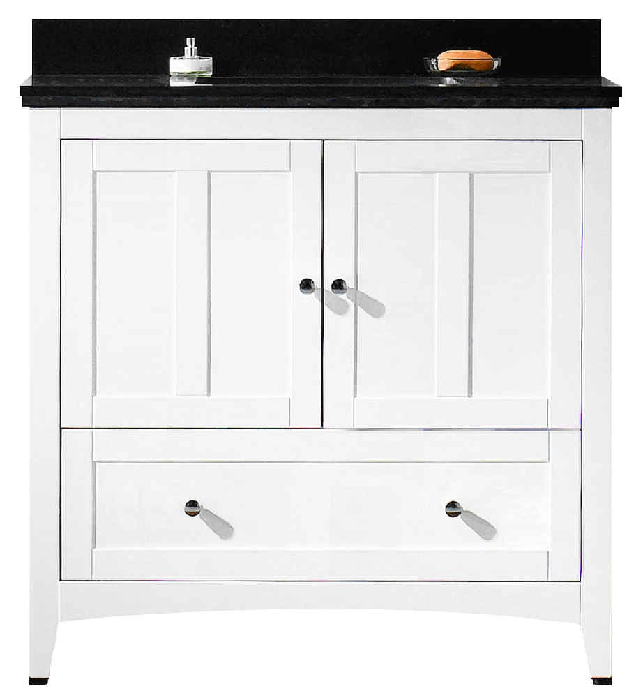 36-in. W Floor Mount White Vanity Set For 3H4-in. Drilling Black Galaxy Top White UM Sink