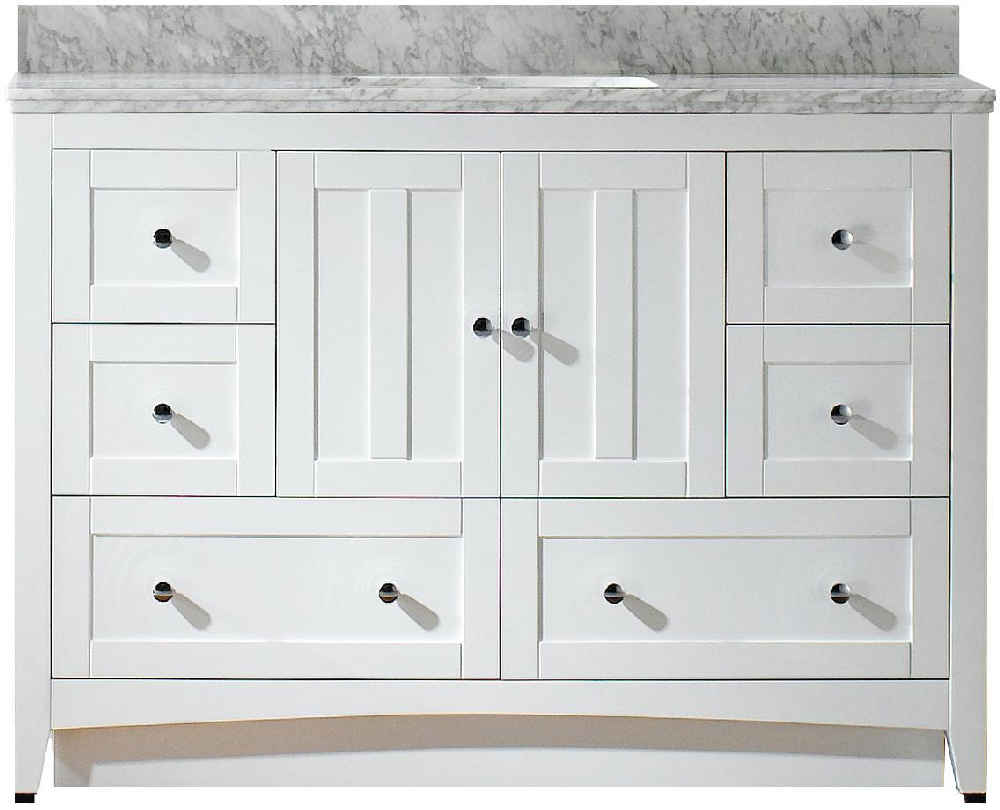 47.5-in. W Floor Mount White Vanity Set For 3H8-in. Drilling Bianca Carara Top White UM Sink