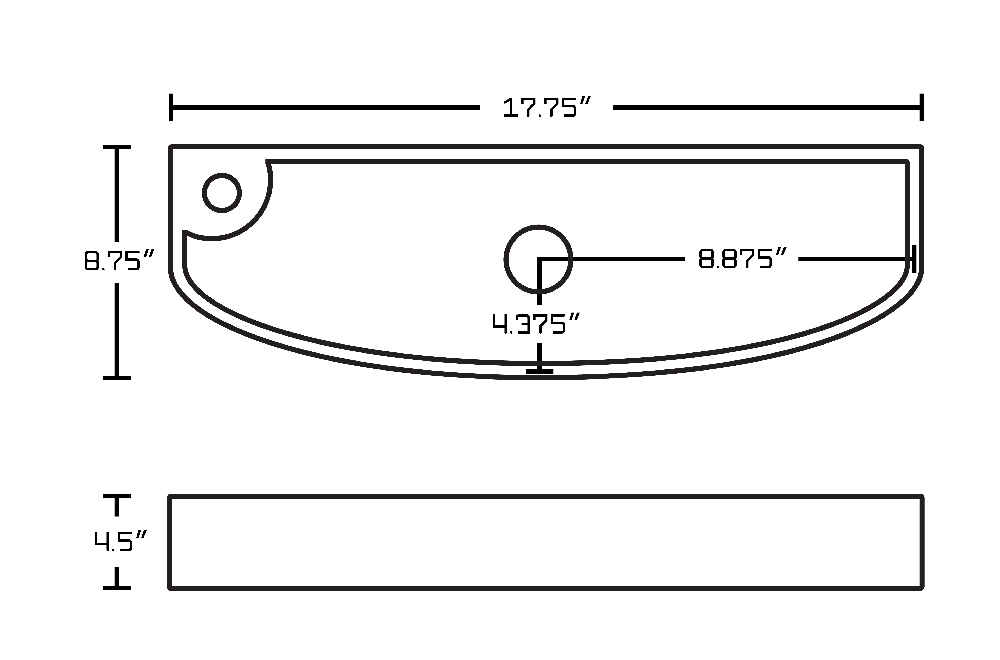 17.75-in. x 8.75-in. Rectangle Bathroom Vessel Sink White Enamel Glaze