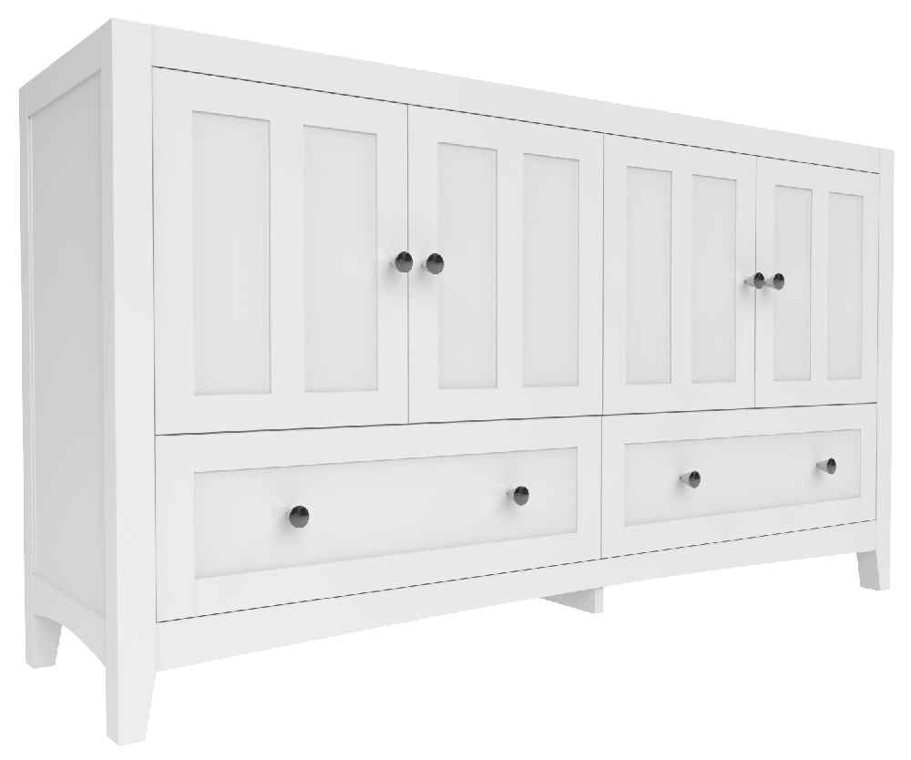 59-in. W Floor Mount White Vanity Set For 3H4-in. Drilling Black Galaxy Top Biscuit UM Sink