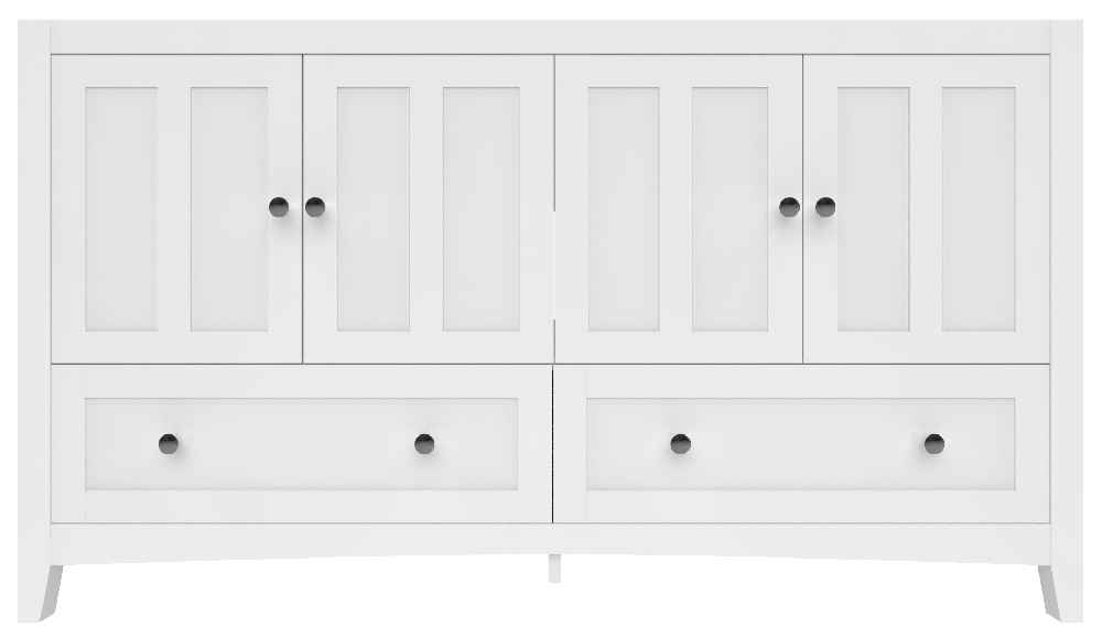 59-in. W Floor Mount White Vanity Set For 3H4-in. Drilling Black Galaxy Top Biscuit UM Sink