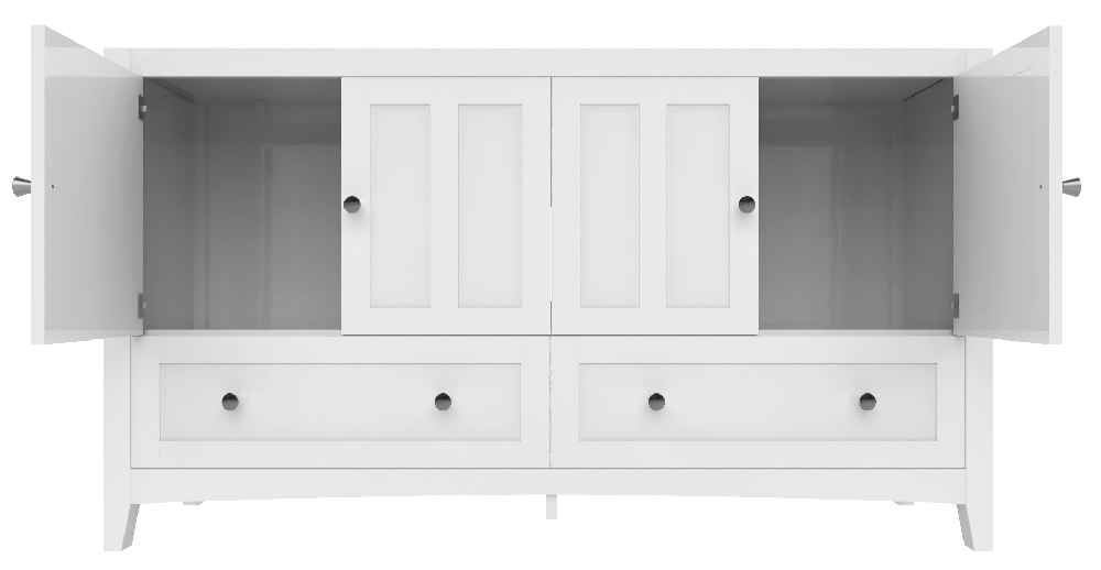 59-in. W Floor Mount White Vanity Set For 3H4-in. Drilling Black Galaxy Top Biscuit UM Sink