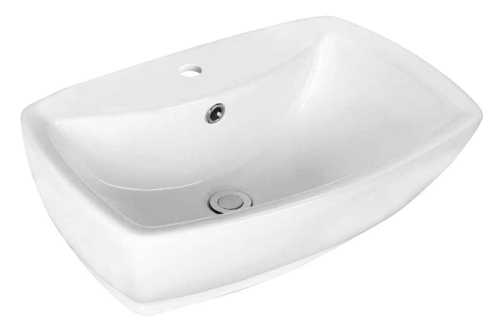 21.75-in. x 15.75-in. Rectangle Bathroom Vessel Sink Set White Enamel Glaze