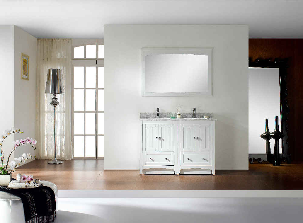 45.5-in. W 18-in. D Modern Plywood-Veneer Vanity Base Set Only In White