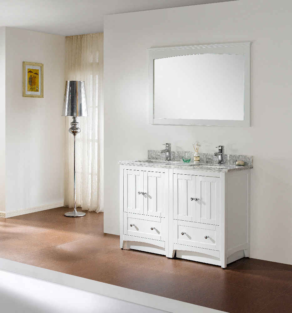 45.5-in. W 18-in. D Modern Plywood-Veneer Vanity Base Set Only In White