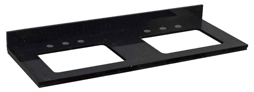 47.5-in. W 18.25-in. D Stone Top In Black Galaxy Color For 3H8-in. Faucet