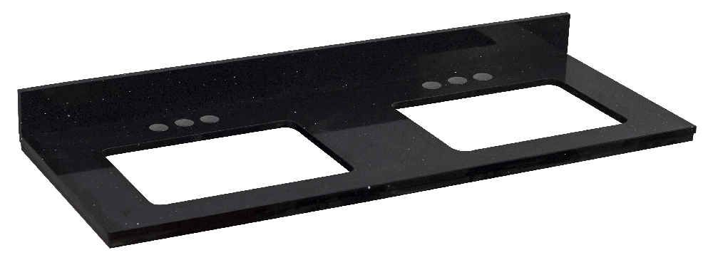 47.5-in. W 18.25-in. D Stone Top In Black Galaxy Color For 3H4-in. Faucet