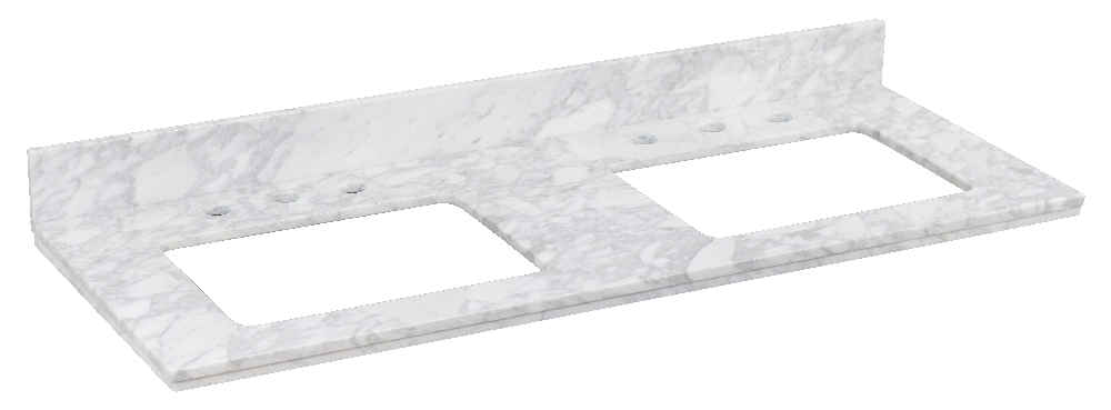 47.5-in. W Floor Mount White Vanity Set For 3H8-in. Drilling Bianca Carara Top Biscuit UM Sink
