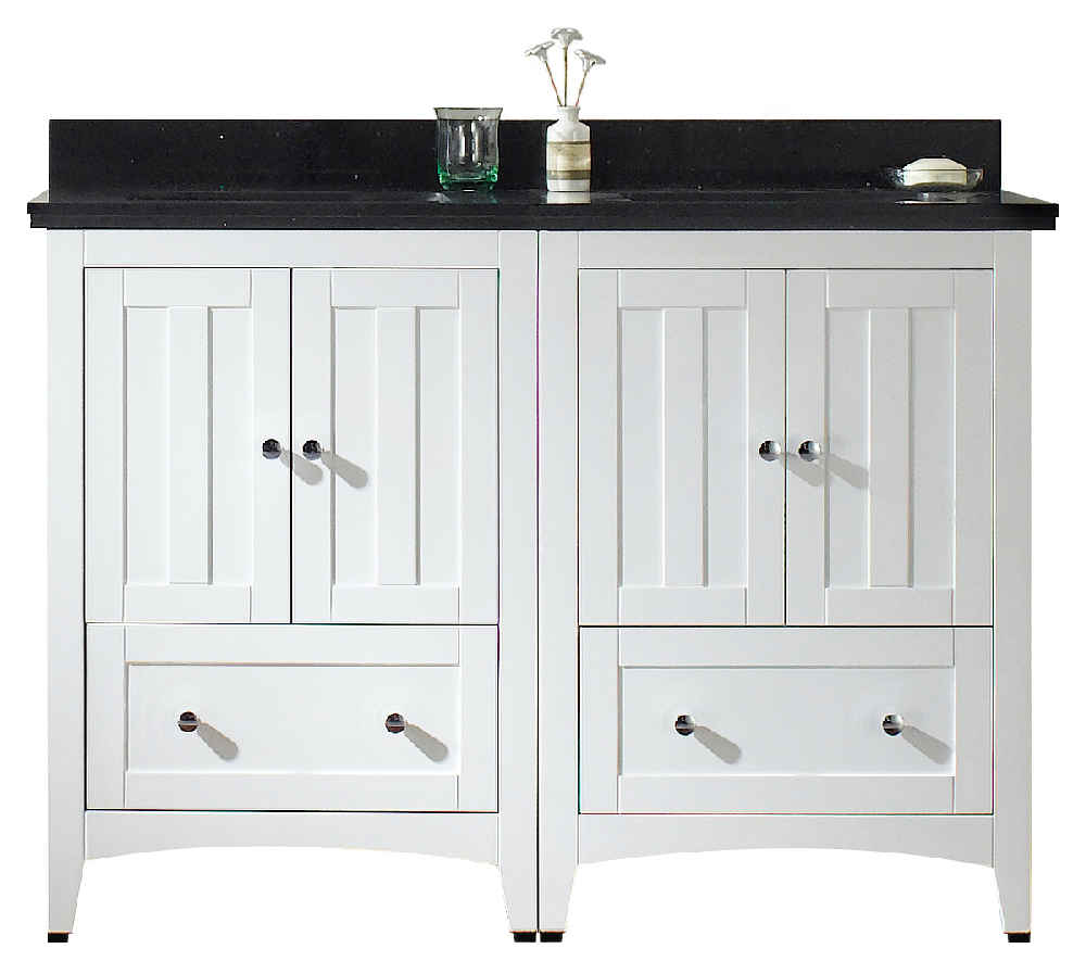 47.5-in. W Floor Mount White Vanity Set For 3H4-in. Drilling Black Galaxy Top White UM Sink