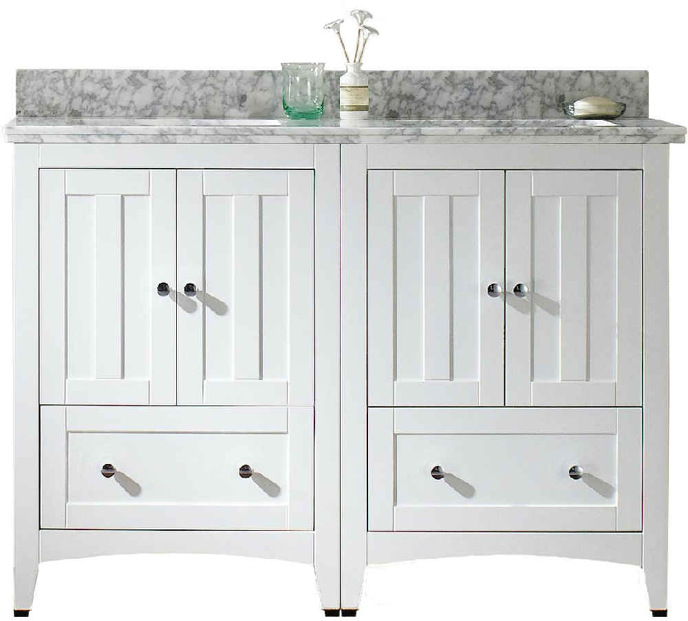 47.5-in. W Floor Mount White Vanity Set For 3H8-in. Drilling Bianca Carara Top White UM Sink