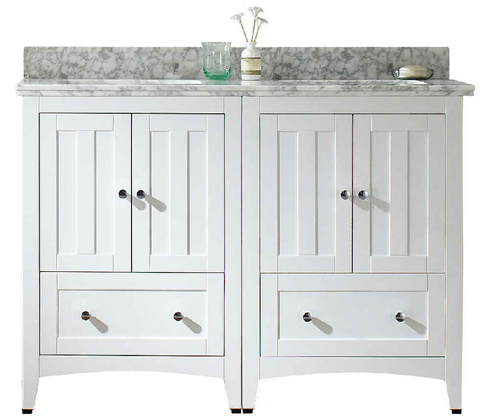 47.5-in. W Floor Mount White Vanity Set For 3H4-in. Drilling Bianca Carara Top White UM Sink