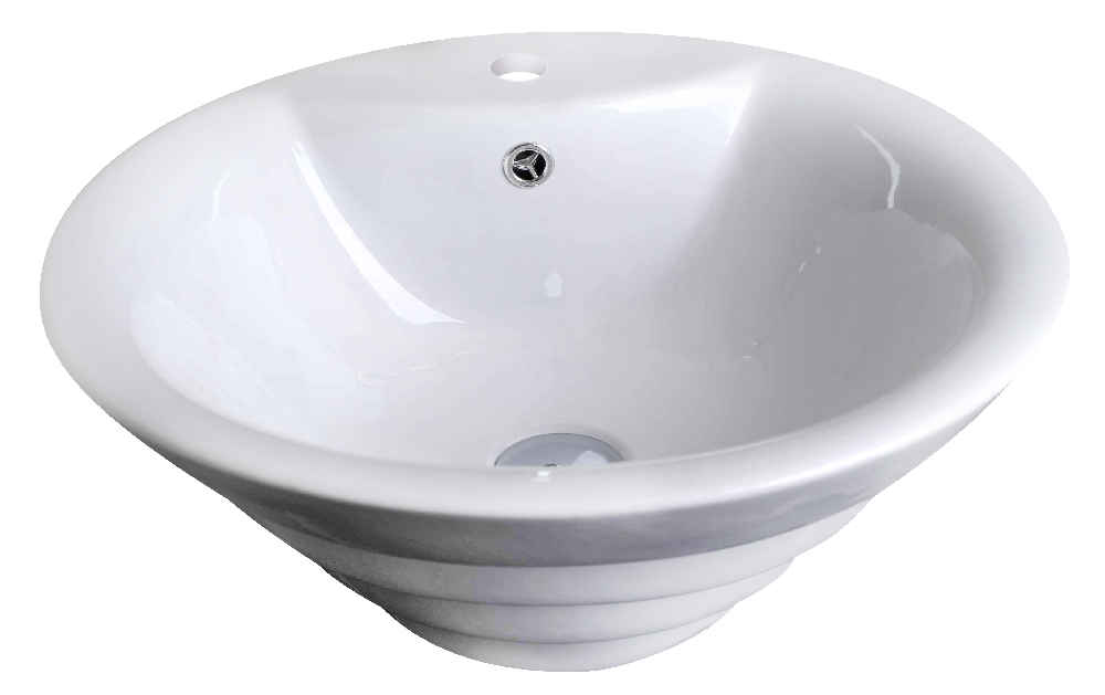 19.25-in. x 19.25-in. Round Bathroom Vessel Sink Set White Enamel Glaze