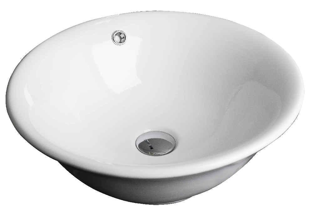 17-in. x 17-in. Round Bathroom Vessel Sink Set White Enamel Glaze