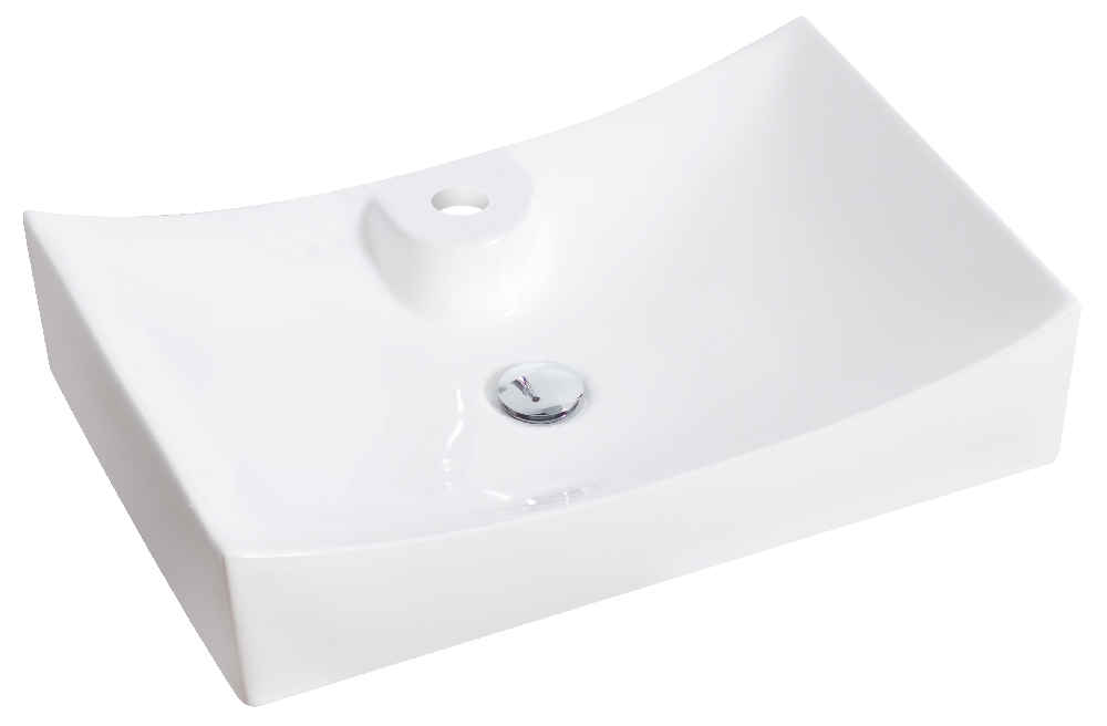 26-in. x 17.75-in. Rectangle Bathroom Vessel Sink Set White Enamel Glaze