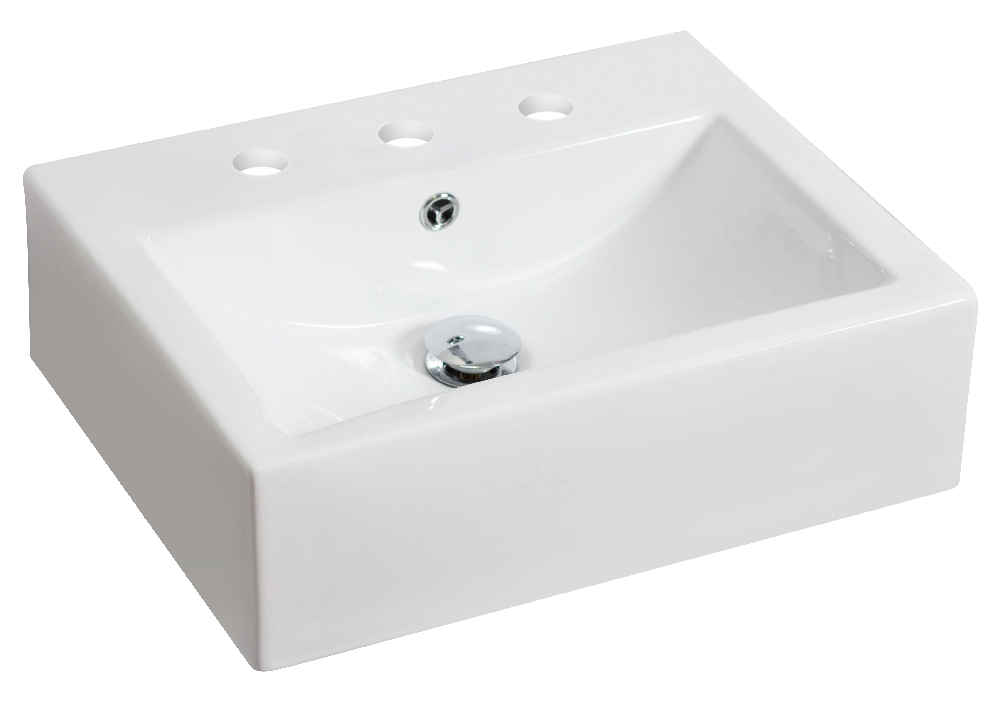 20.25-in. x 16.25-in. Rectangle Bathroom Vessel Sink Set White Enamel Glaze