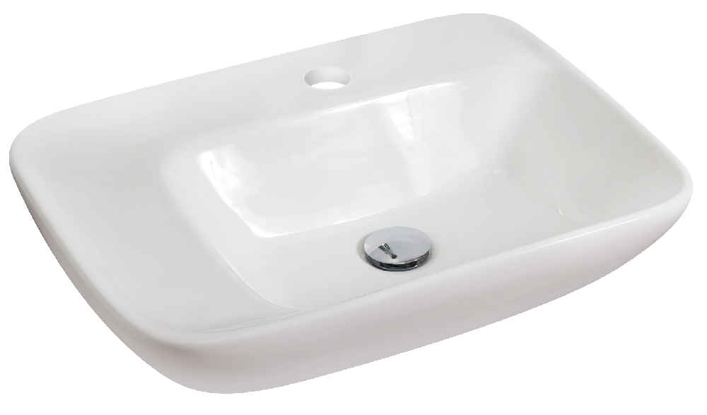 23.5-in. x 17.25-in. Rectangle Bathroom Vessel Sink Set White Enamel Glaze