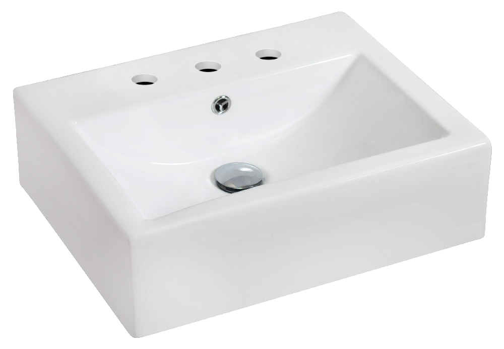 20.25-in. x 16.25-in. Rectangle Bathroom Vessel Sink Set White Enamel Glaze