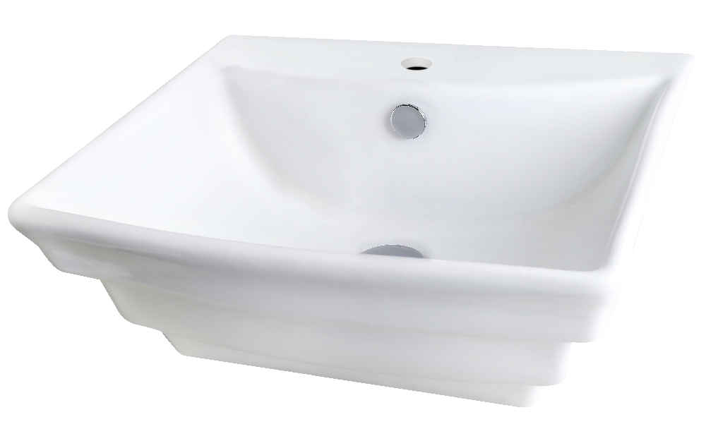 19.75-in. x 17-in. Rectangle Bathroom Vessel Sink Set White Enamel Glaze