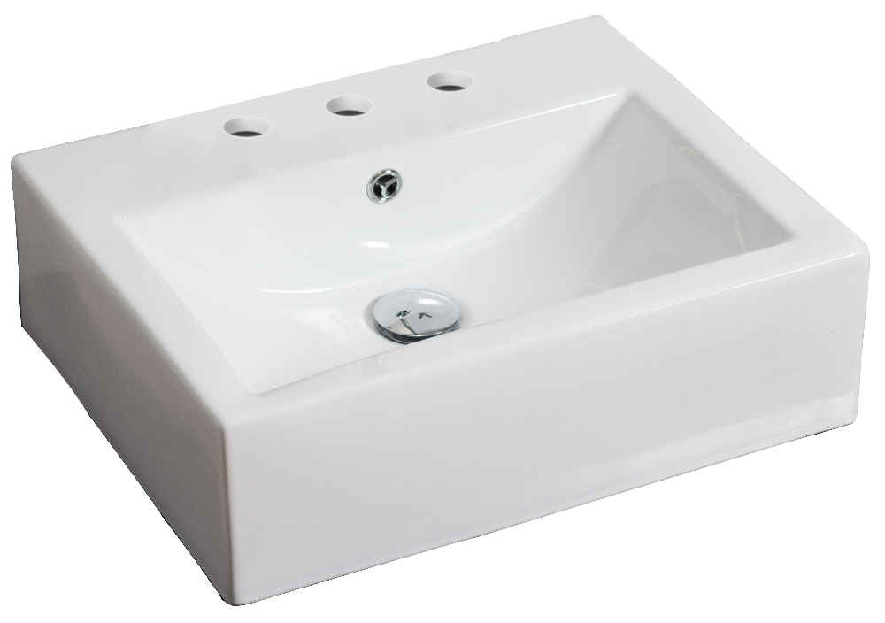 21-in. x 16.5-in. Rectangle Bathroom Vessel Sink Set White Enamel Glaze