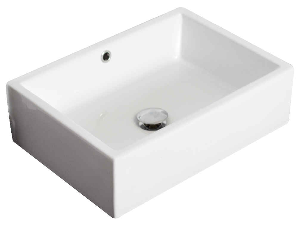 20-in. x 14.25-in. Rectangle Bathroom Vessel Sink Set White Enamel Glaze