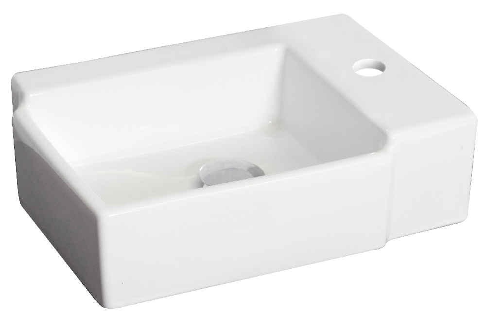 16.25-in. x 11.75-in. Rectangle Bathroom Vessel Sink Set White Enamel Glaze