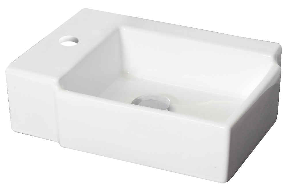 16.25-in. x 11.75-in. Rectangle Bathroom Vessel Sink Set White Enamel Glaze