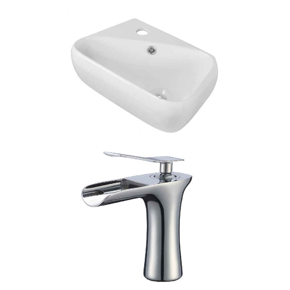 17.5-in. x 11-in. Rectangle Bathroom Vessel Sink Set White Enamel Glaze