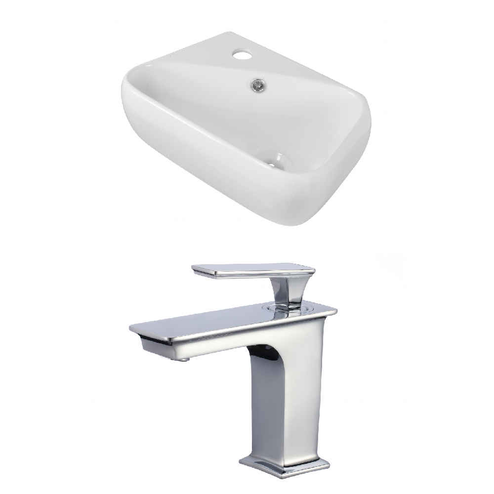 17.5-in. x 11-in. Rectangle Bathroom Vessel Sink Set White Enamel Glaze