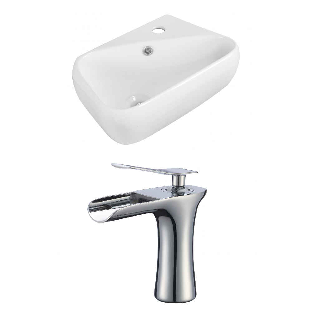 17.5-in. x 11-in. Rectangle Bathroom Vessel Sink Set White Enamel Glaze