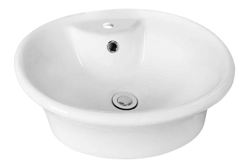 19-in. x 15.5-in. Round Bathroom Vessel Sink Set White Enamel Glaze