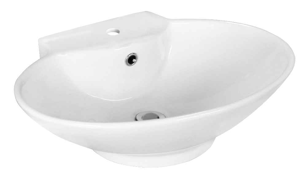 22.75-in. x 17.25-in. Oval Bathroom Vessel Sink Set White Enamel Glaze