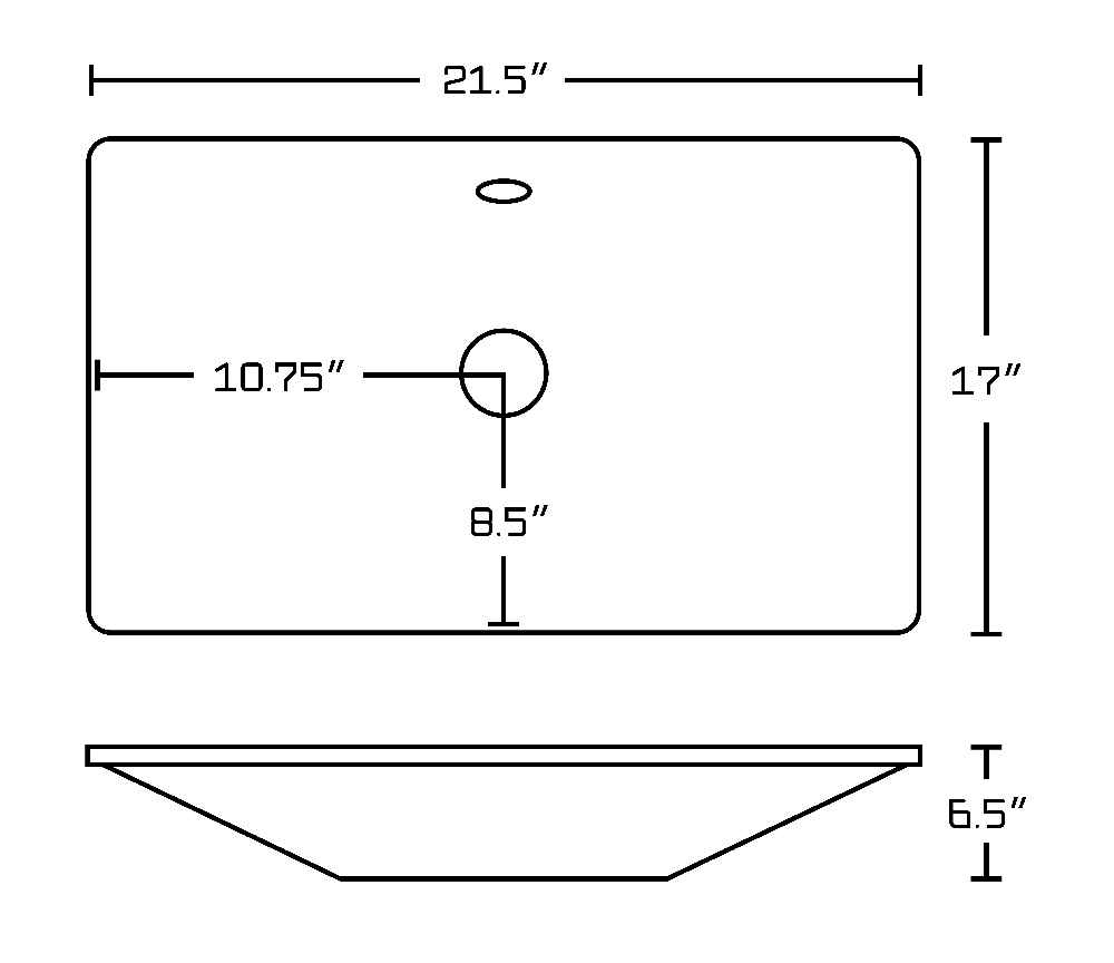 21.5-in. x 17-in. Rectangle Bathroom Vessel Sink Set White Enamel Glaze