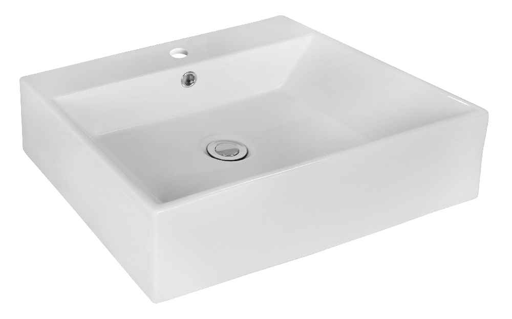 20.5-in. x 17.25-in. Rectangle Bathroom Vessel Sink Set White Enamel Glaze