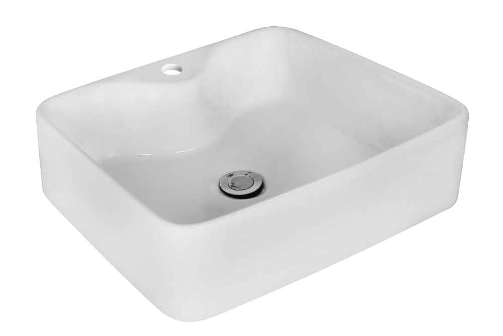 18.75-in. x 14.75-in. Rectangle Bathroom Vessel Sink Set White Enamel Glaze