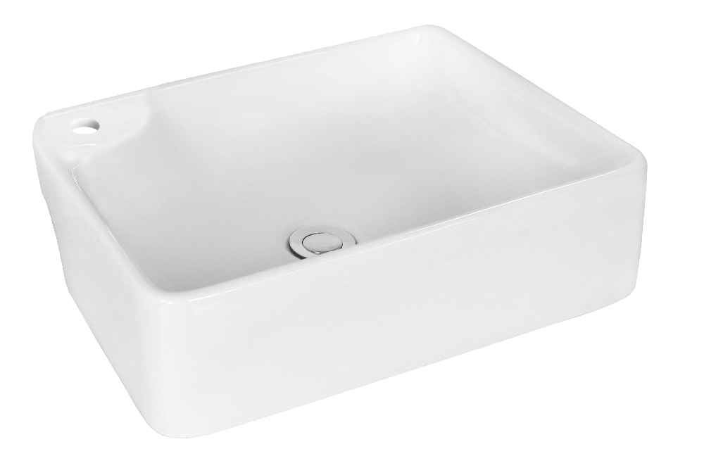 17.25-in. x 13-in. Rectangle Bathroom Vessel Sink Set White Enamel Glaze