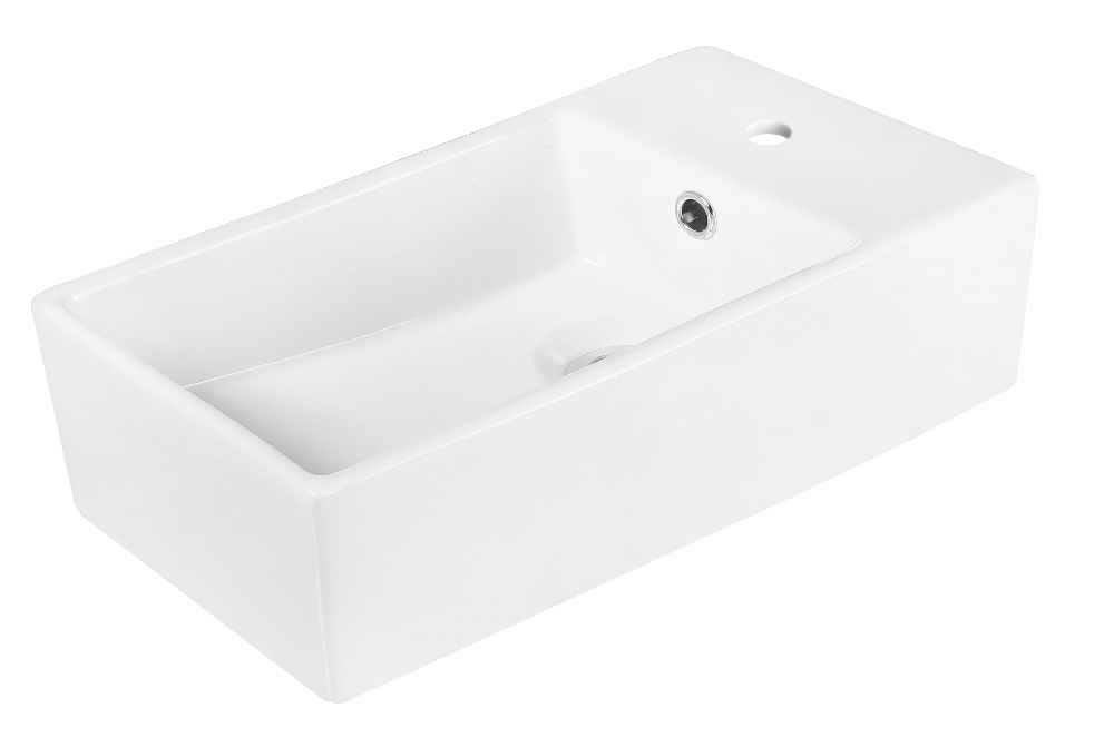 19-in. x 9.75-in. Rectangle Bathroom Vessel Sink Set White Enamel Glaze