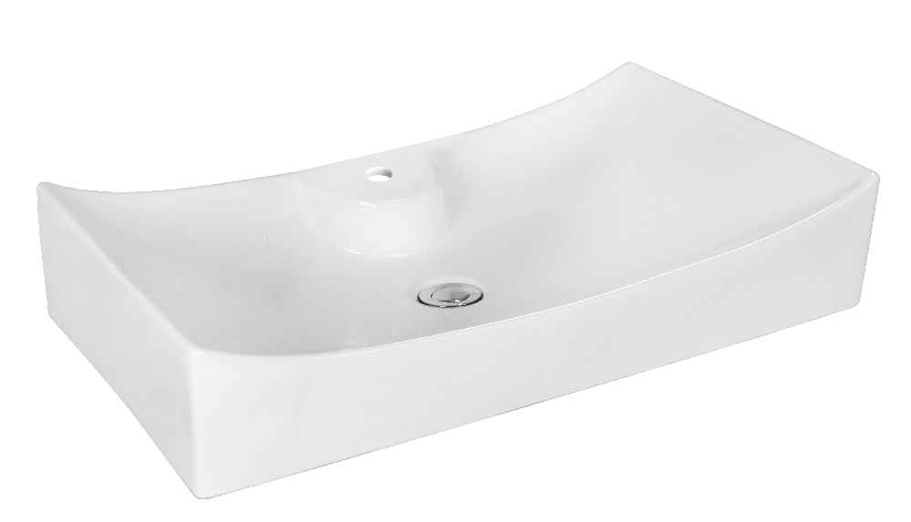 26.25-in. x 15.25-in. Rectangle Bathroom Vessel Sink Set White Enamel Glaze