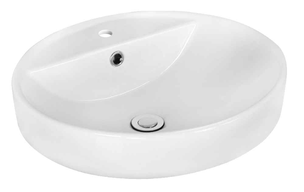 18.1-in. x 18.1-in. Round Bathroom Vessel Sink Set White Enamel Glaze