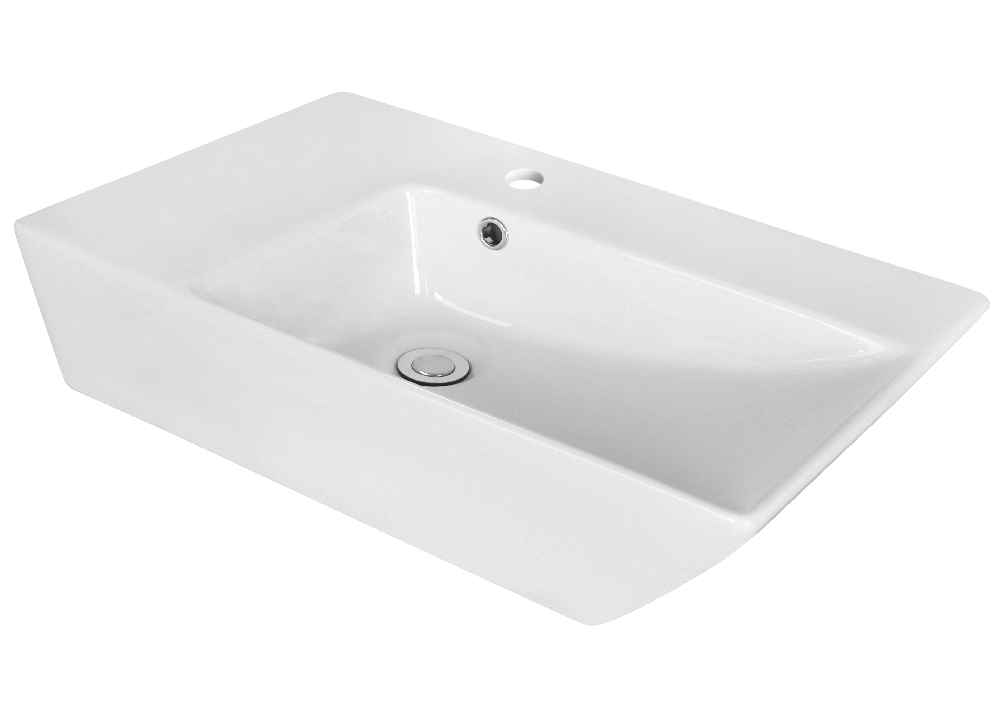 25.5-in. x 15.5-in. Rectangle Bathroom Vessel Sink Set White Enamel Glaze