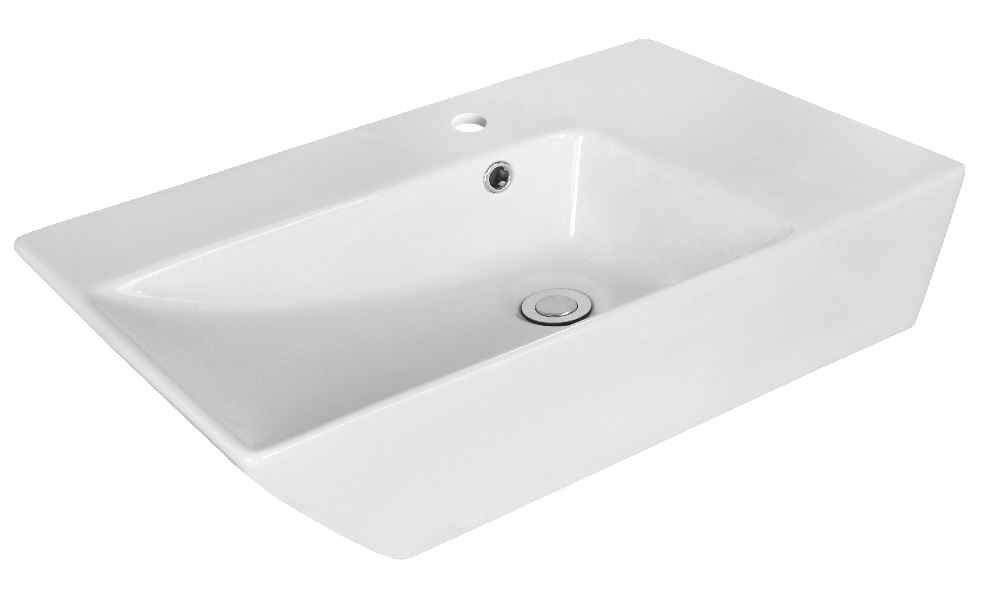 25.5-in. x 15.5-in. Rectangle Bathroom Vessel Sink Set White Enamel Glaze